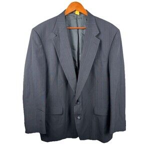 Towncraft Men's Size 48L Black Pinstriped Coat Blazer Suit Jacket Wool Blend
